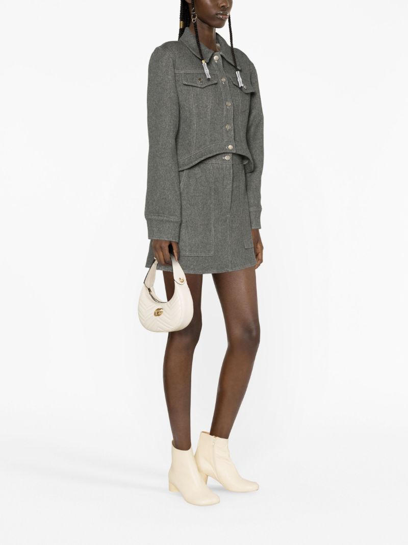 Grey Single-breasted Cropped Jacket