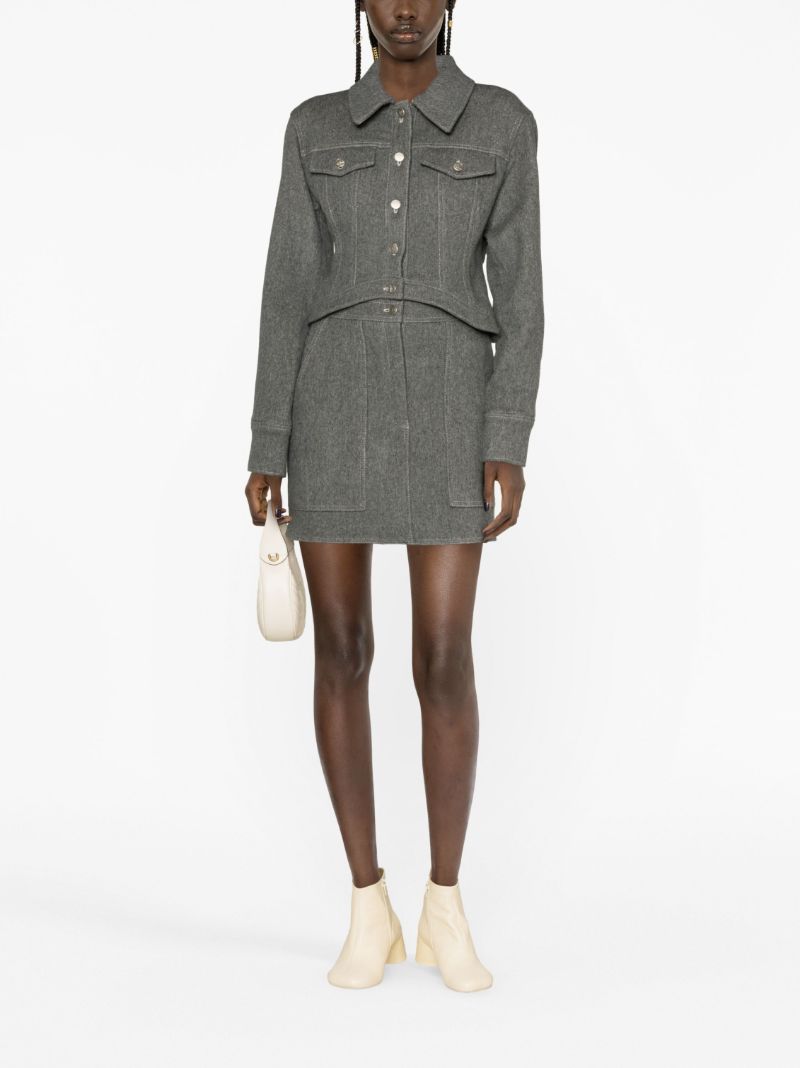 Grey Single-breasted Cropped Jacket