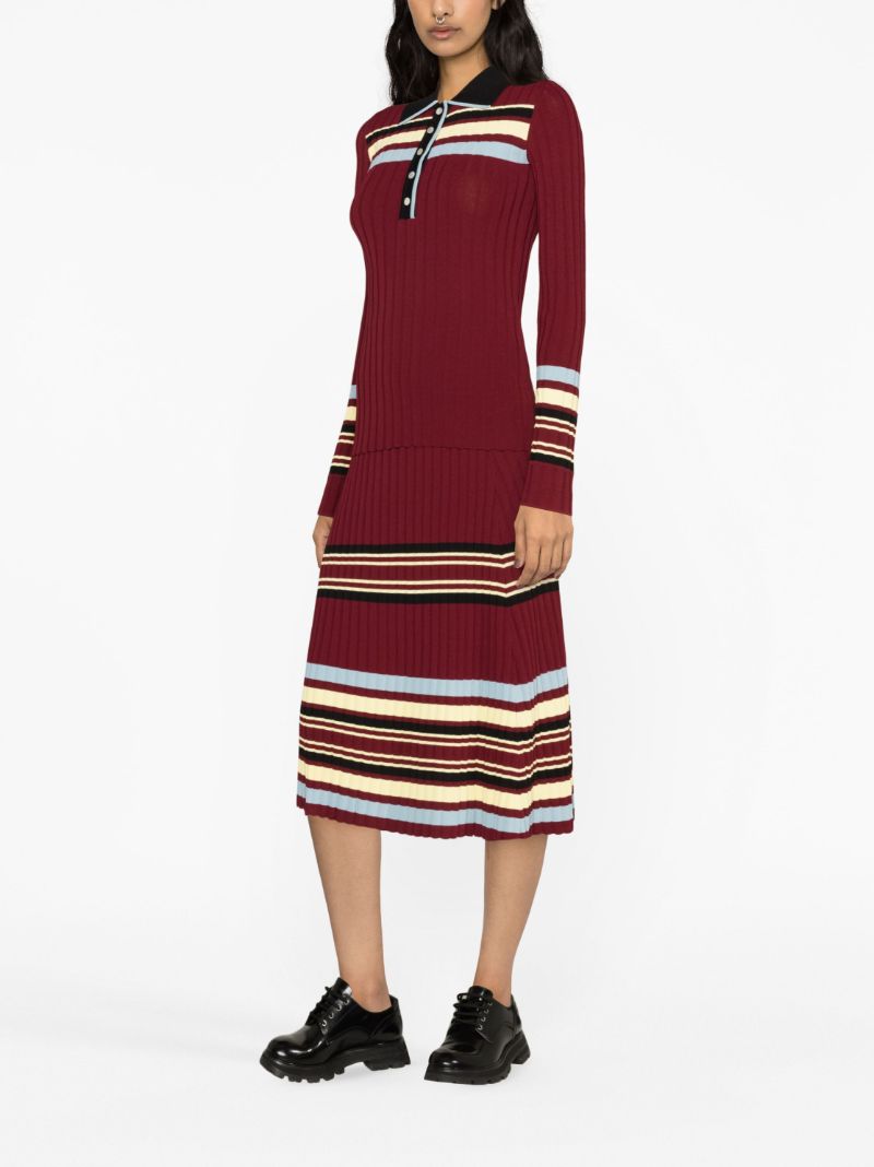 Red Wander Knitted Midi Skirt