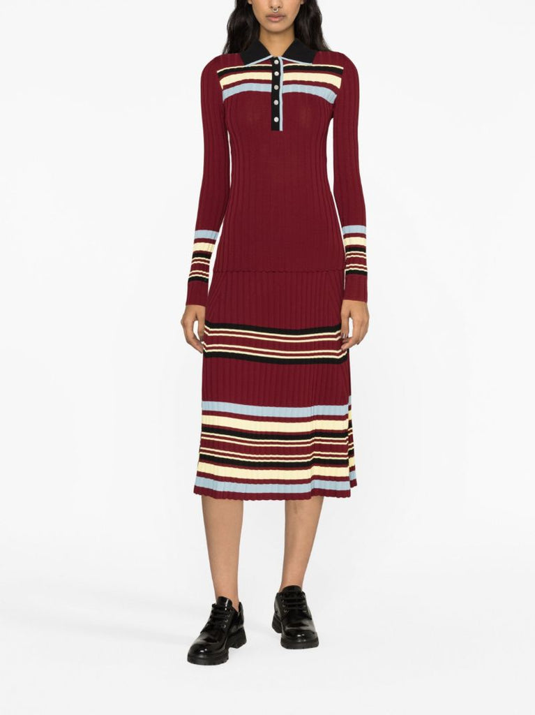 Red Wander Knitted Midi Skirt