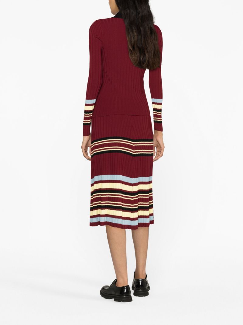 Red Wander Knitted Midi Skirt