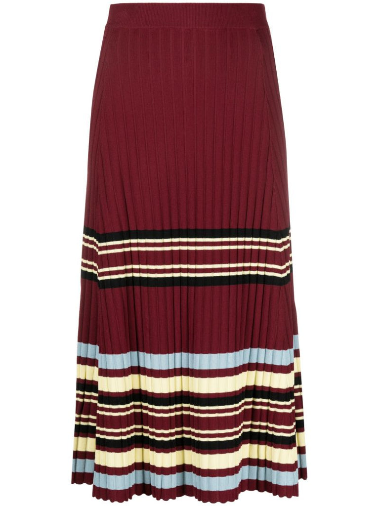 Red Wander Knitted Midi Skirt