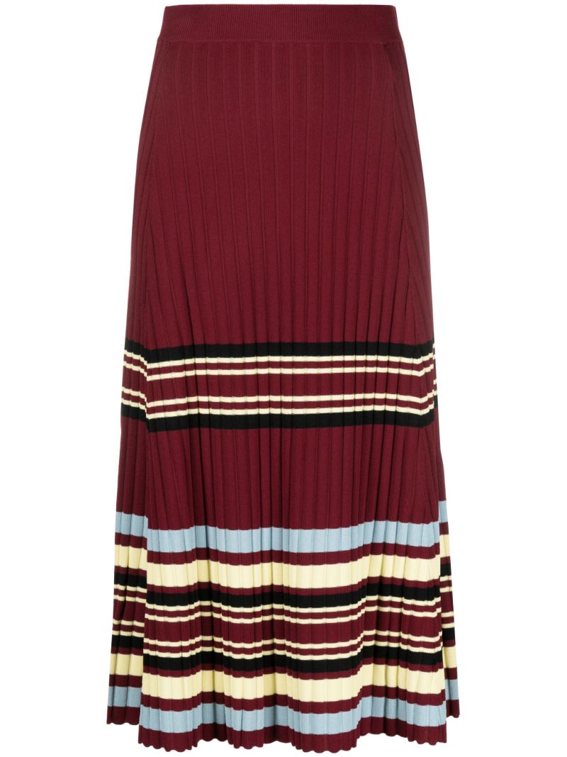 Red Wander Knitted Midi Skirt