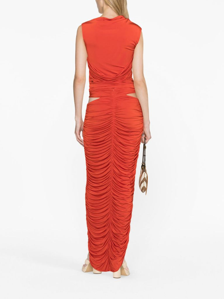 Red Sleeveless Draped Singlet Top