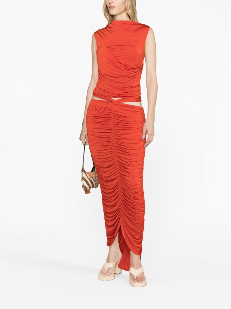 Red Sleeveless Draped Singlet Top
