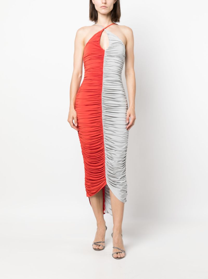 Red Gigi Ruched Halterneck Dress