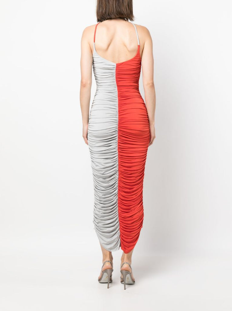 Red Gigi Ruched Halterneck Dress