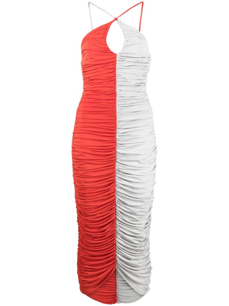 Red Gigi Ruched Halterneck Dress