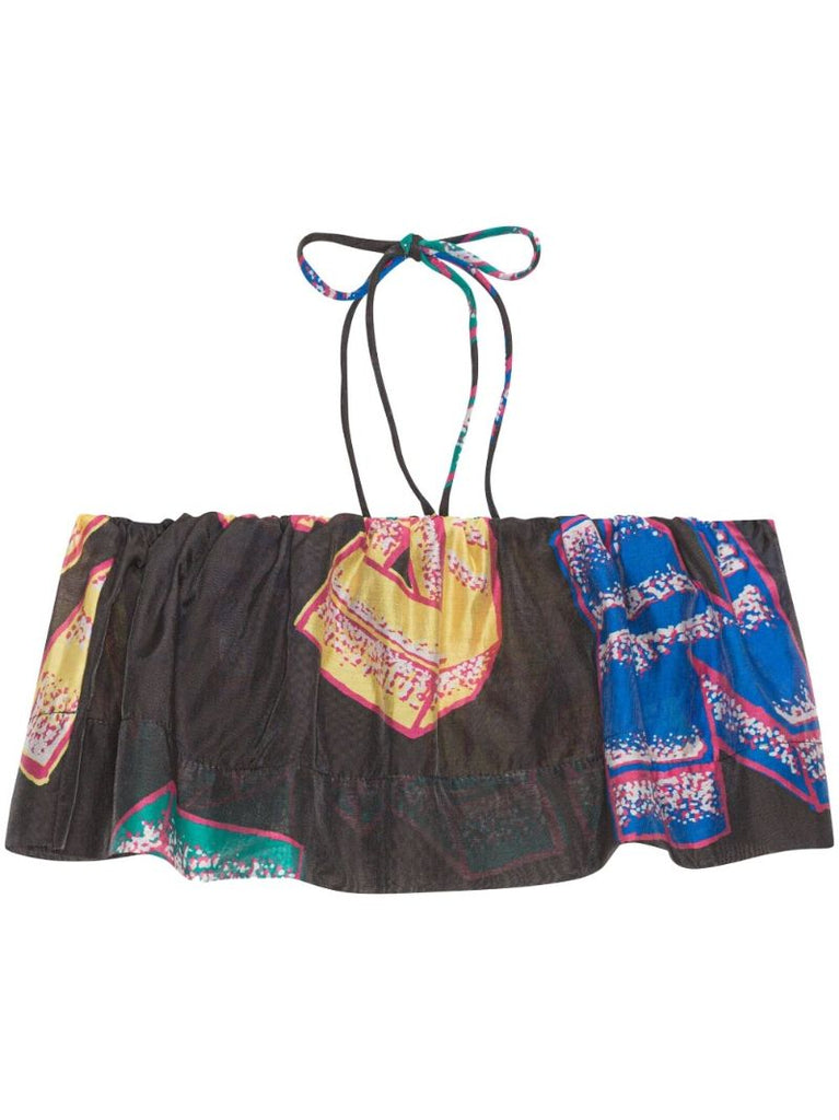 Multicolour Logo Print Cropped Top