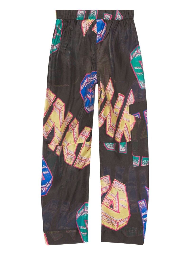Multicolour Curve Logo Print Trousers