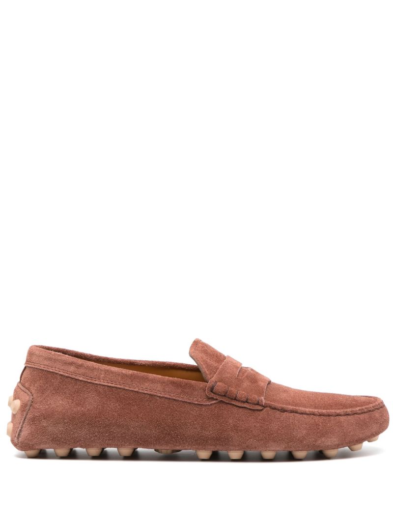 Brown Gommino Bubble Suede Loafers