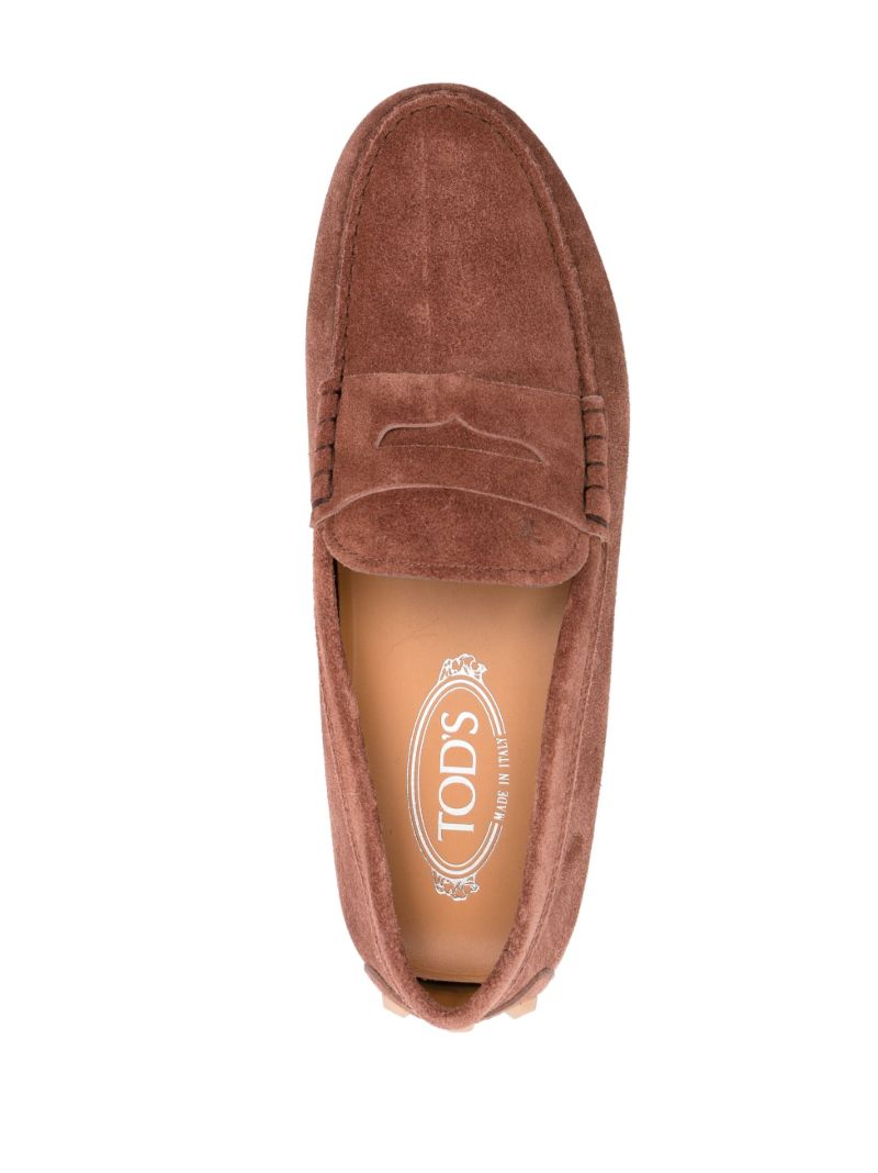 Brown Gommino Bubble Suede Loafers