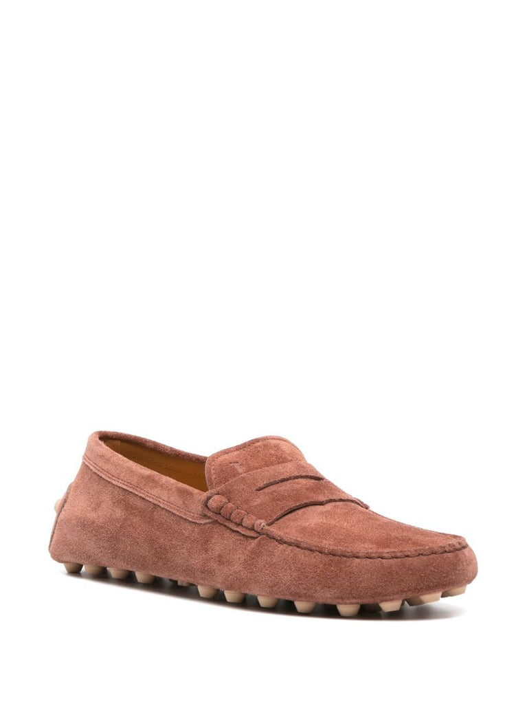 Brown Gommino Bubble Suede Loafers