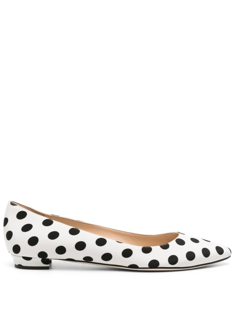 White Bb Polka Dot-print Ballerina Shoes