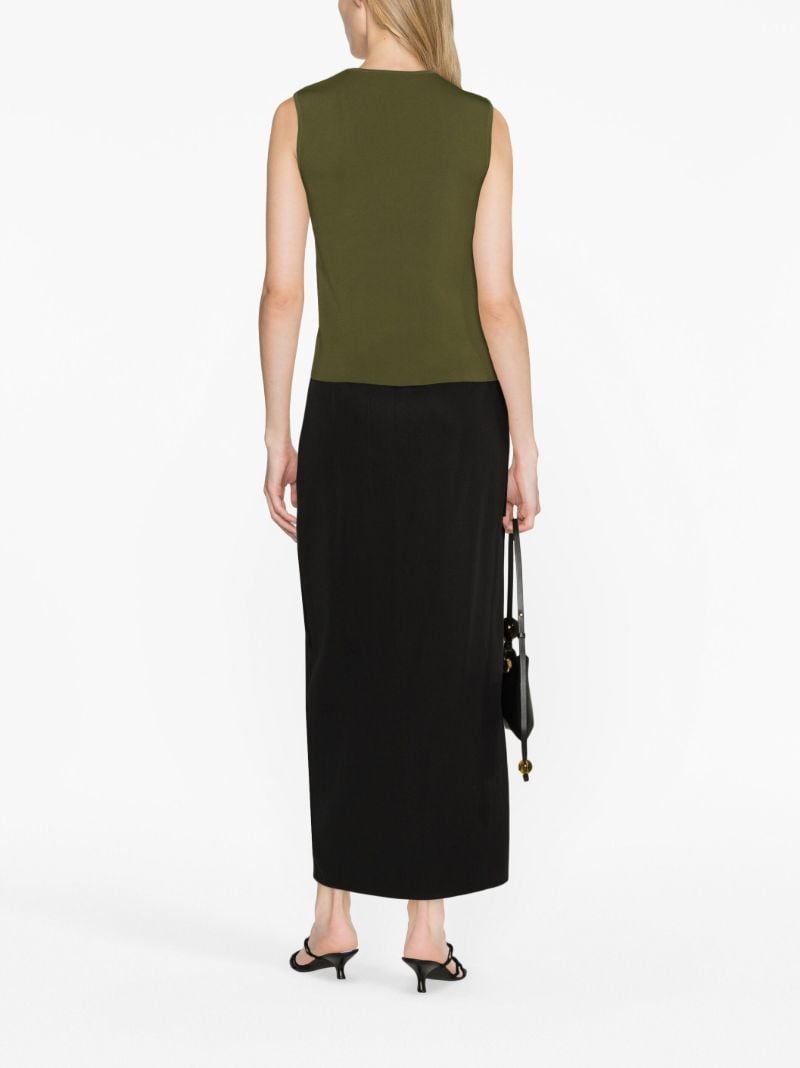 Green Crystalline Lattice Sleeveless Top