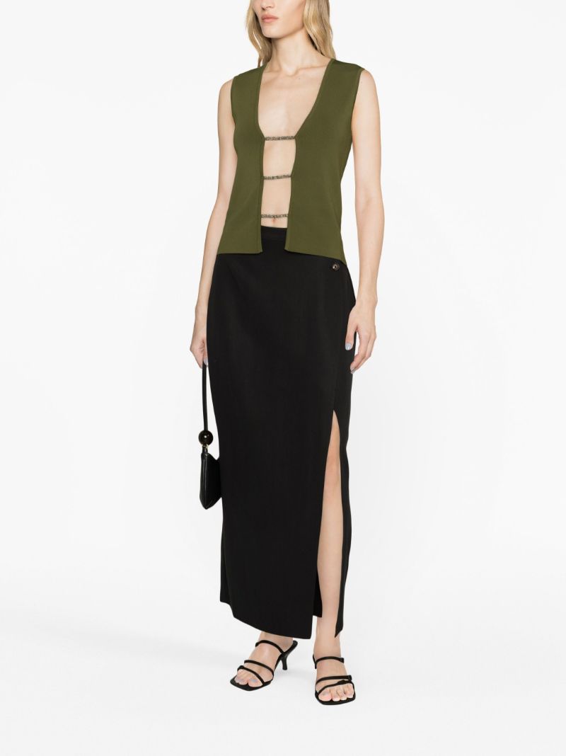 Green Crystalline Lattice Sleeveless Top