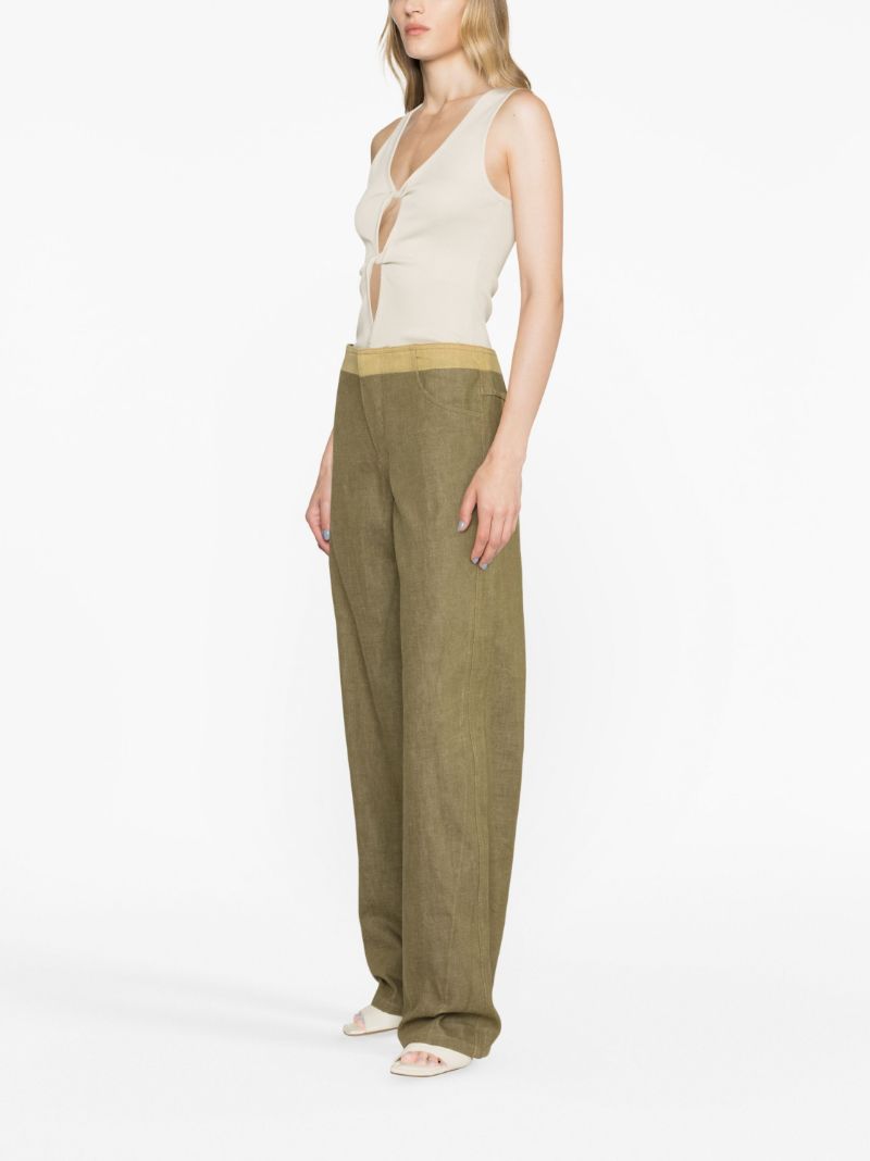 Green Deconstruct Straight Leg Cotton Trousers