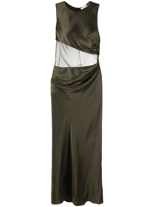 Green Verdant Falls Silk Dress