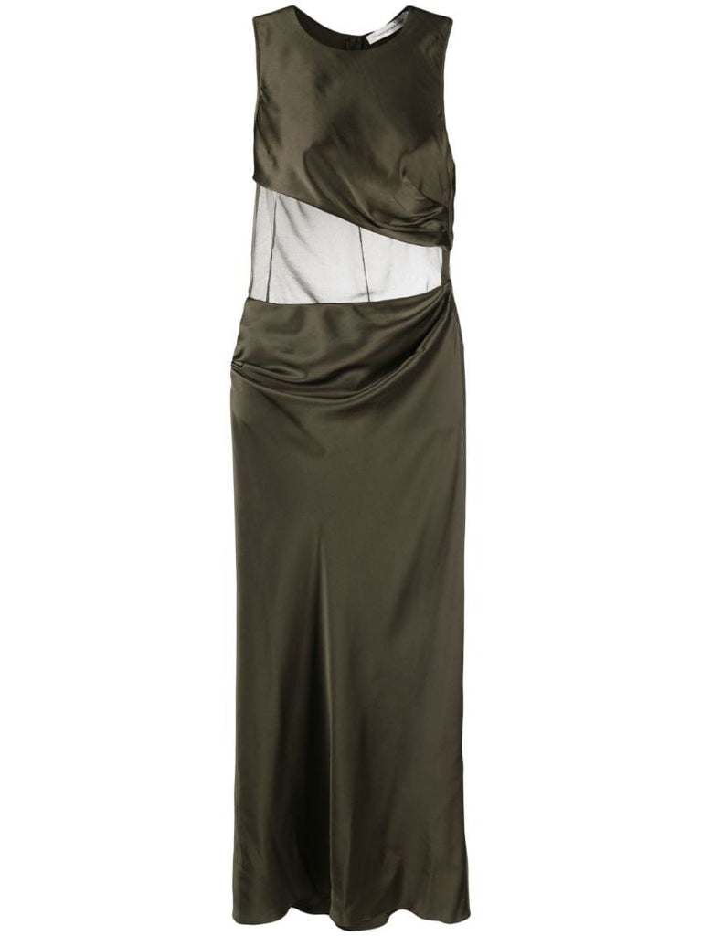 Green Verdant Falls Silk Dress