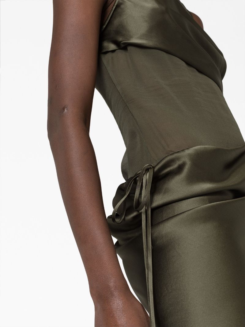 Green Verdant Falls Silk Dress