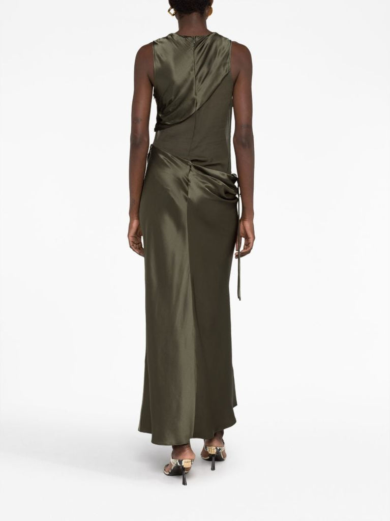 Green Verdant Falls Silk Dress