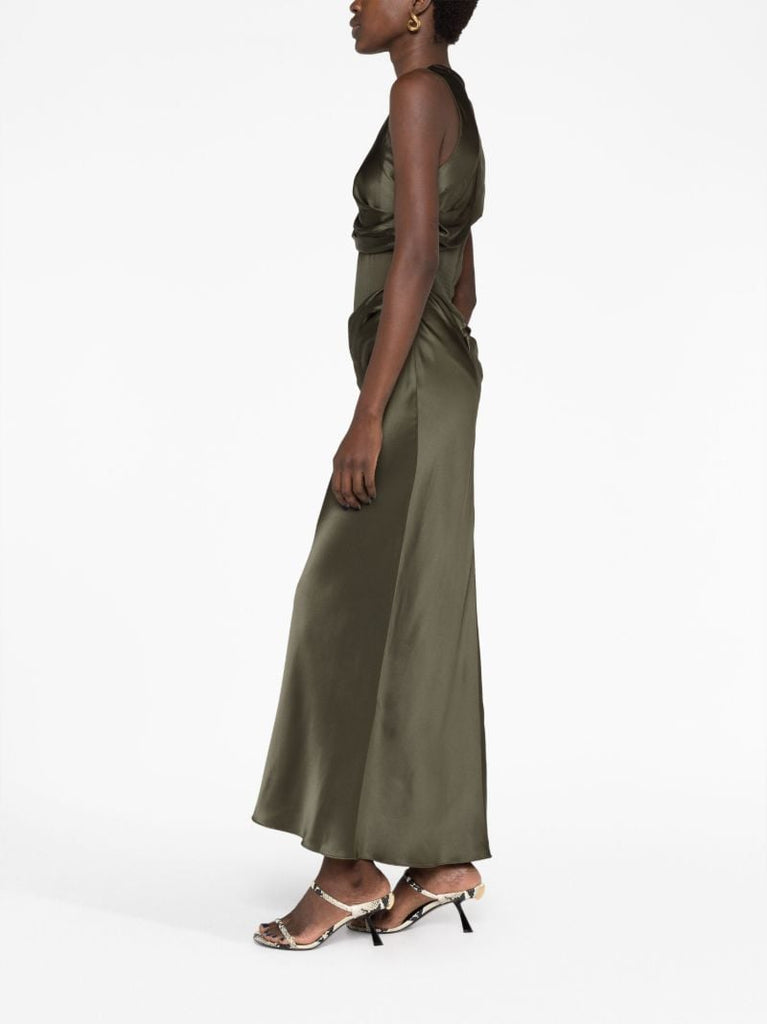 Green Verdant Falls Silk Dress