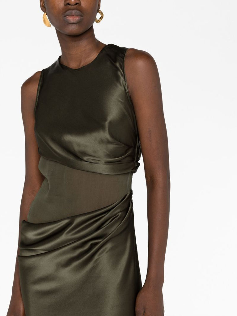 Green Verdant Falls Silk Dress
