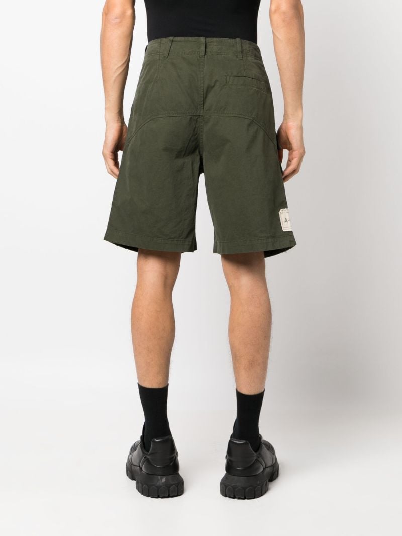Green Logo-patch Cotton Cargo Shorts