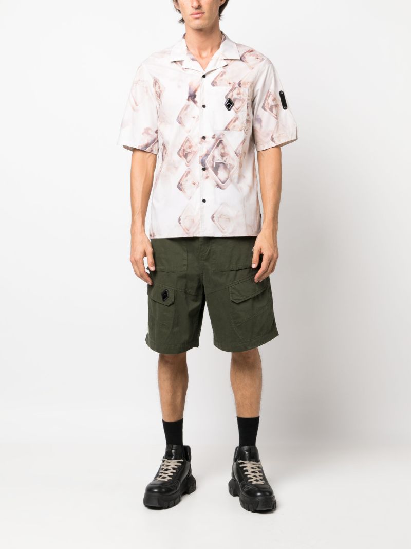 Green Logo-patch Cotton Cargo Shorts