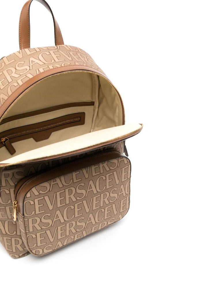 Beige Allover Logo Backpack