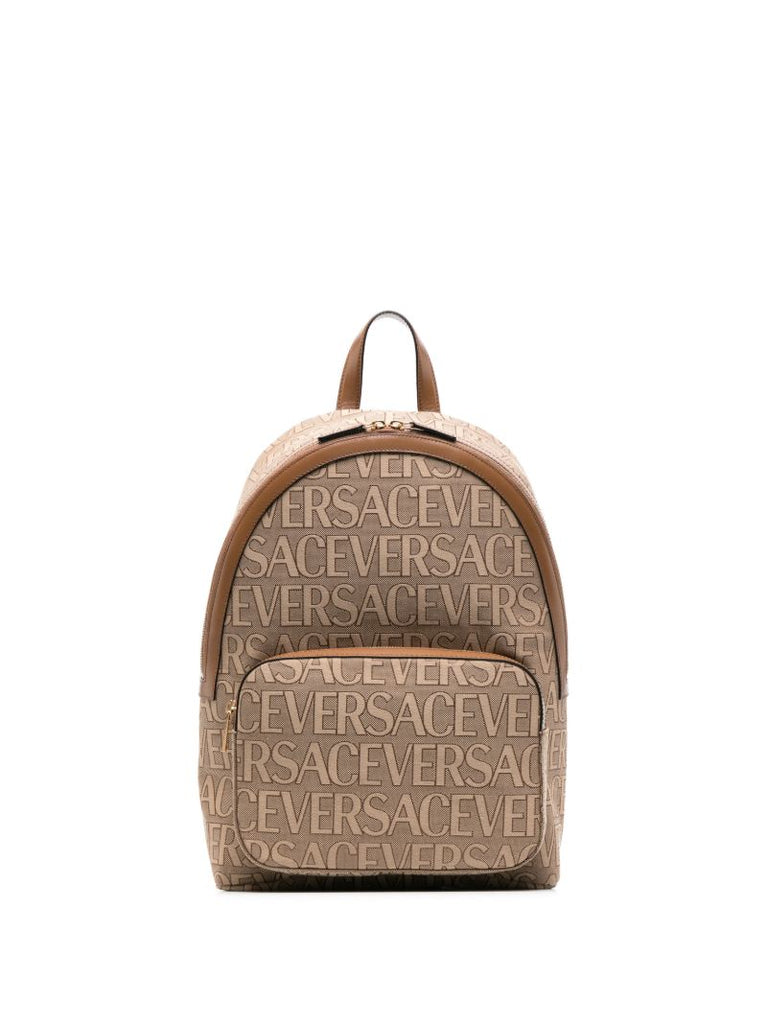 Beige Allover Logo Backpack