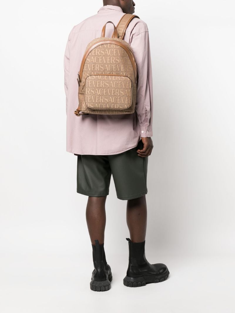 Beige Allover Logo Backpack