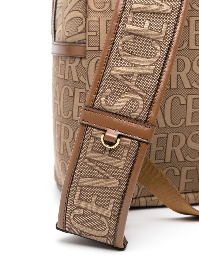 Beige Allover Logo Backpack