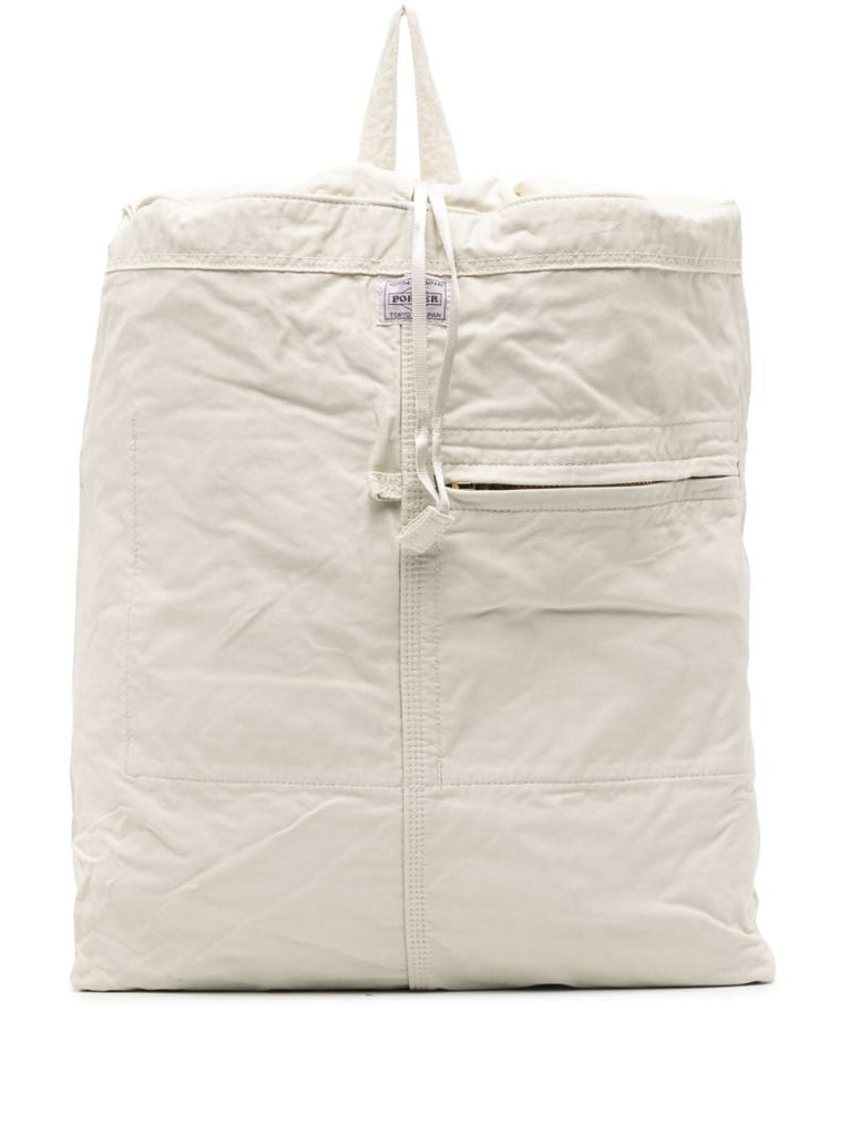 White Porter Mile Drawstring Backpack
