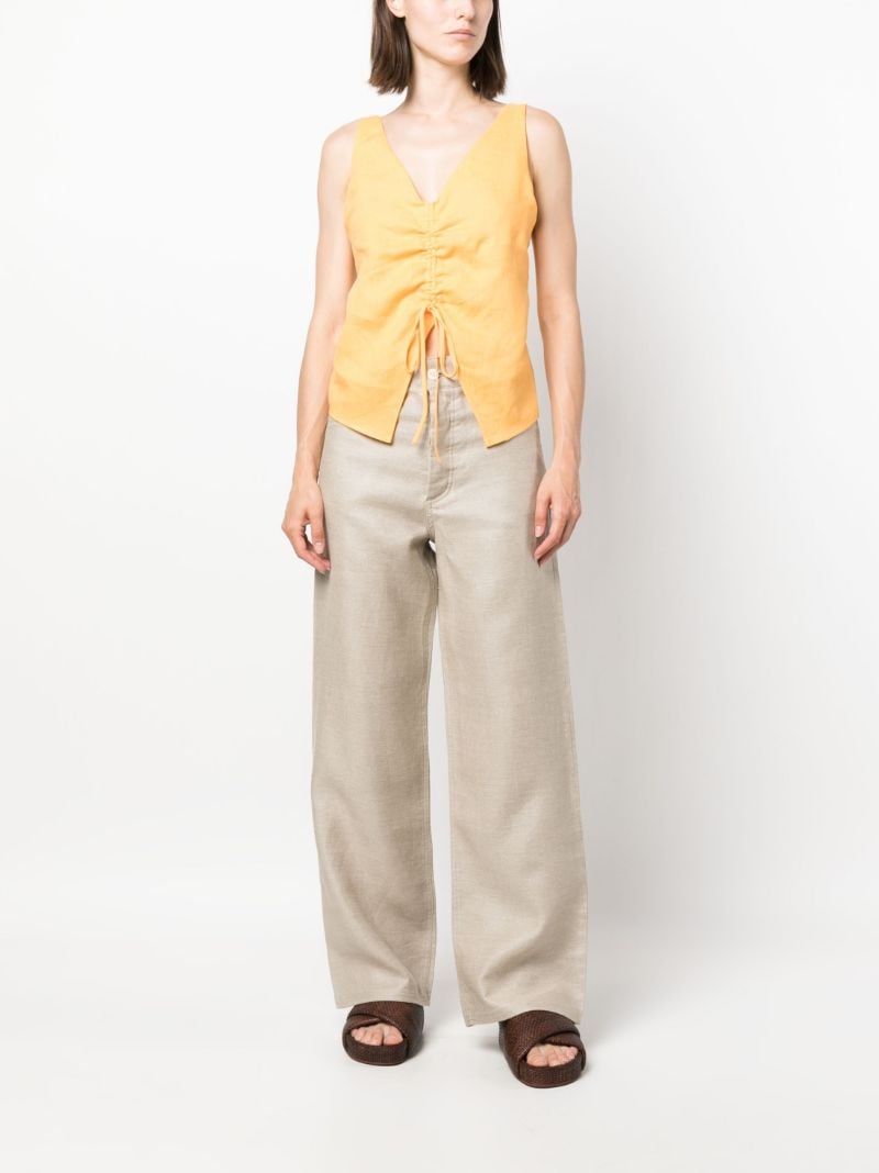 Orange Berdine Drawstring Linen Top