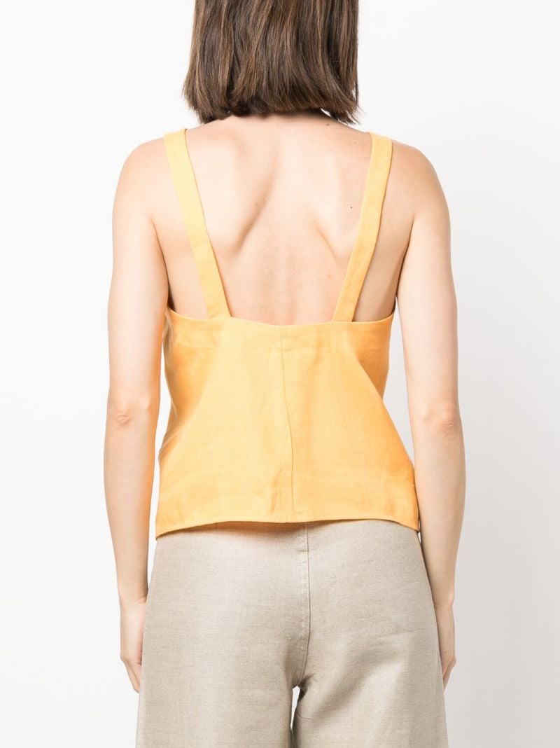 Orange Berdine Drawstring Linen Top