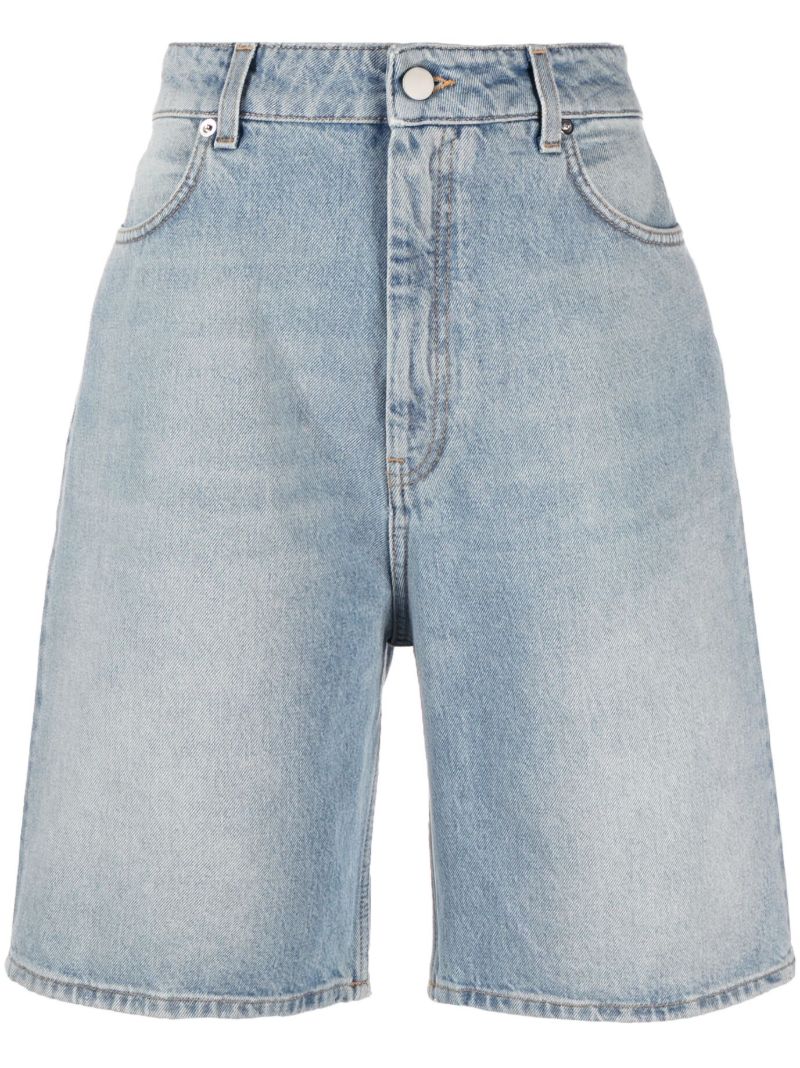 Blue Mid-rise Denim Shorts