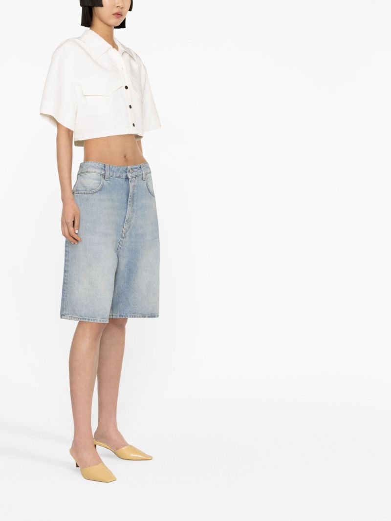 Blue Mid-rise Denim Shorts