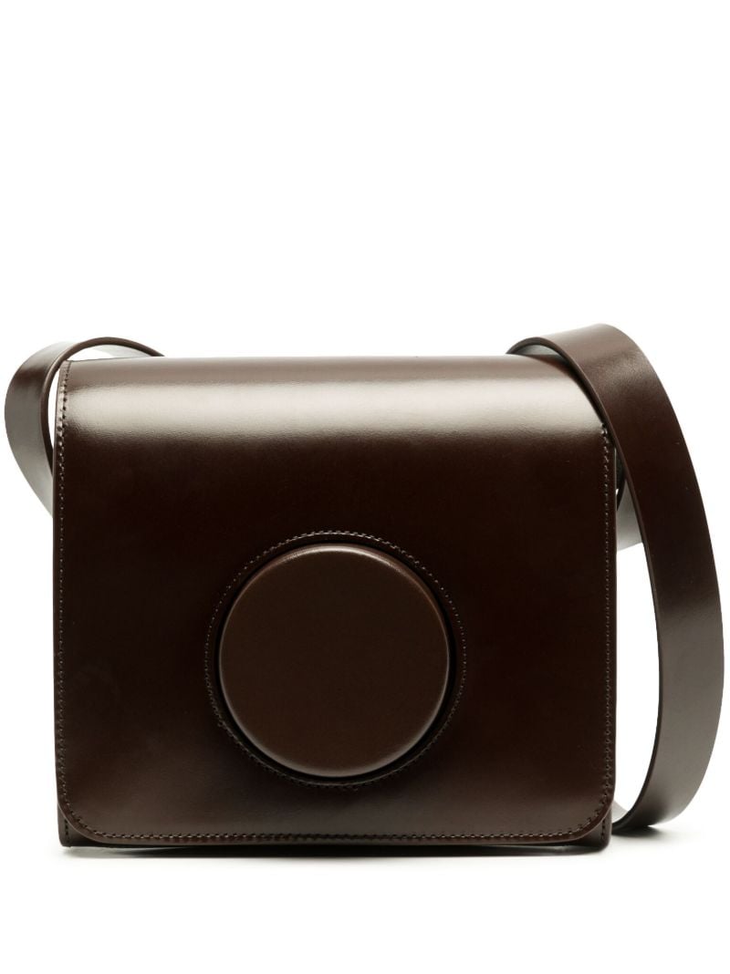 Brown Leather Camera Crossbody Bag