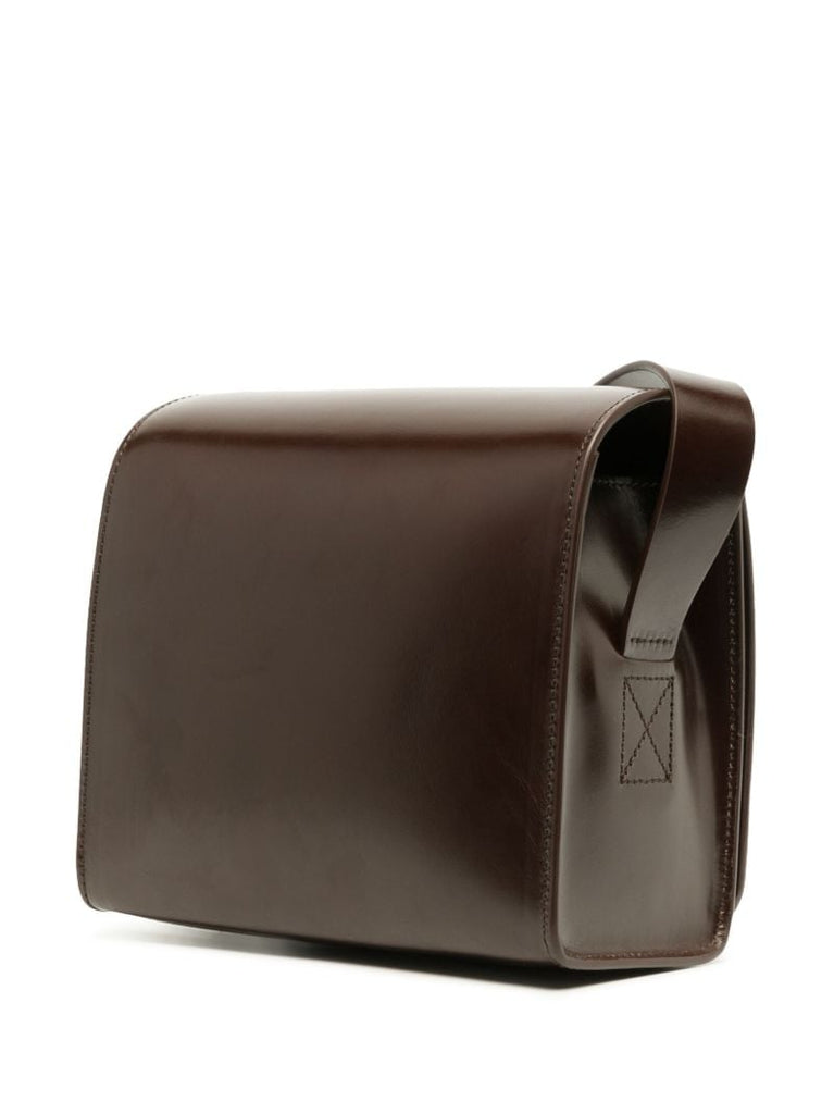 Brown Leather Camera Crossbody Bag