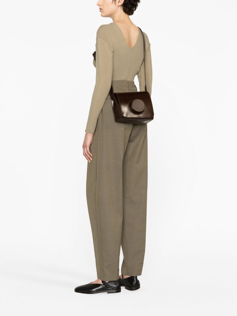 Brown Leather Camera Crossbody Bag