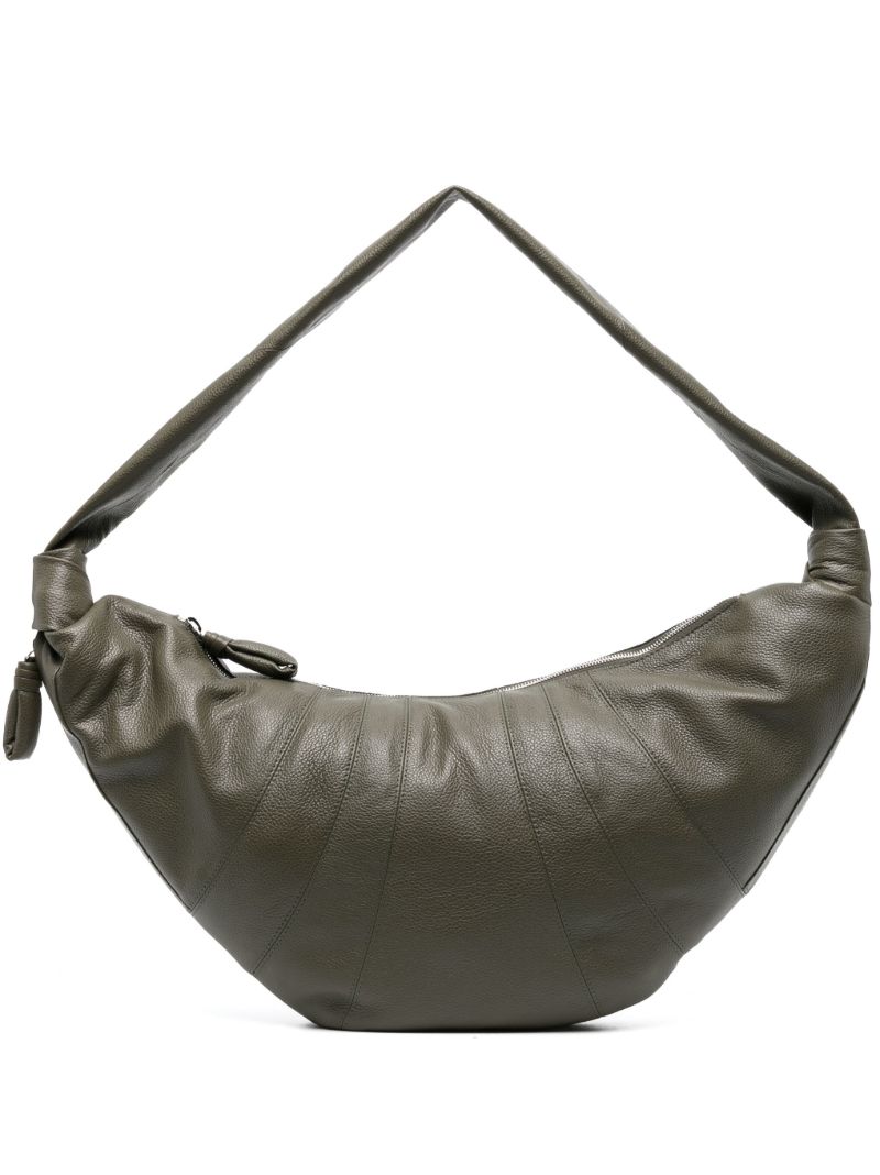 Green Large Croissant Leather Cross Body Bag