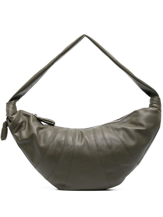 Green Large Croissant Leather Cross Body Bag