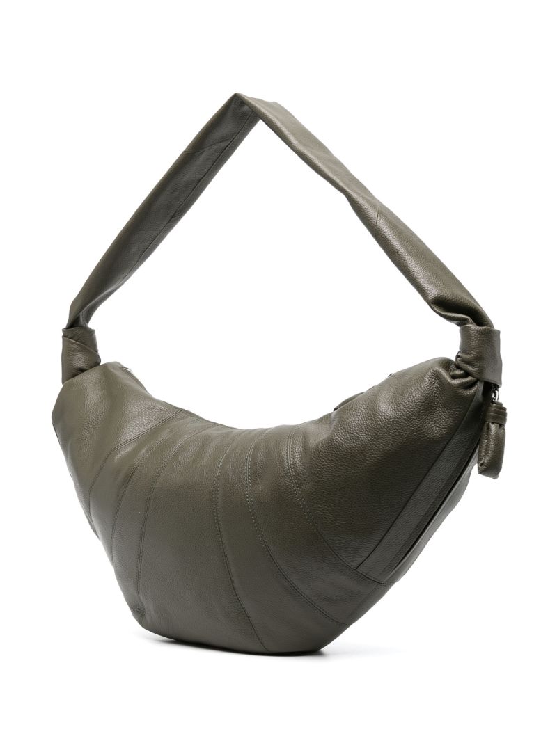 Green Large Croissant Leather Cross Body Bag