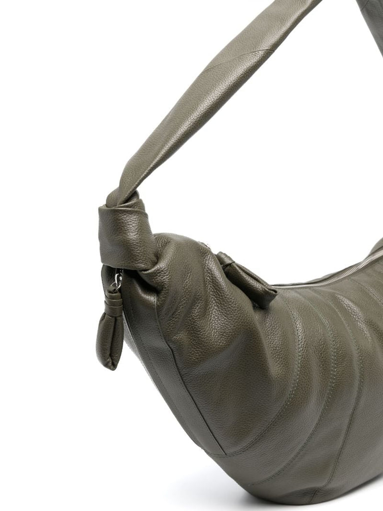 Green Large Croissant Leather Cross Body Bag