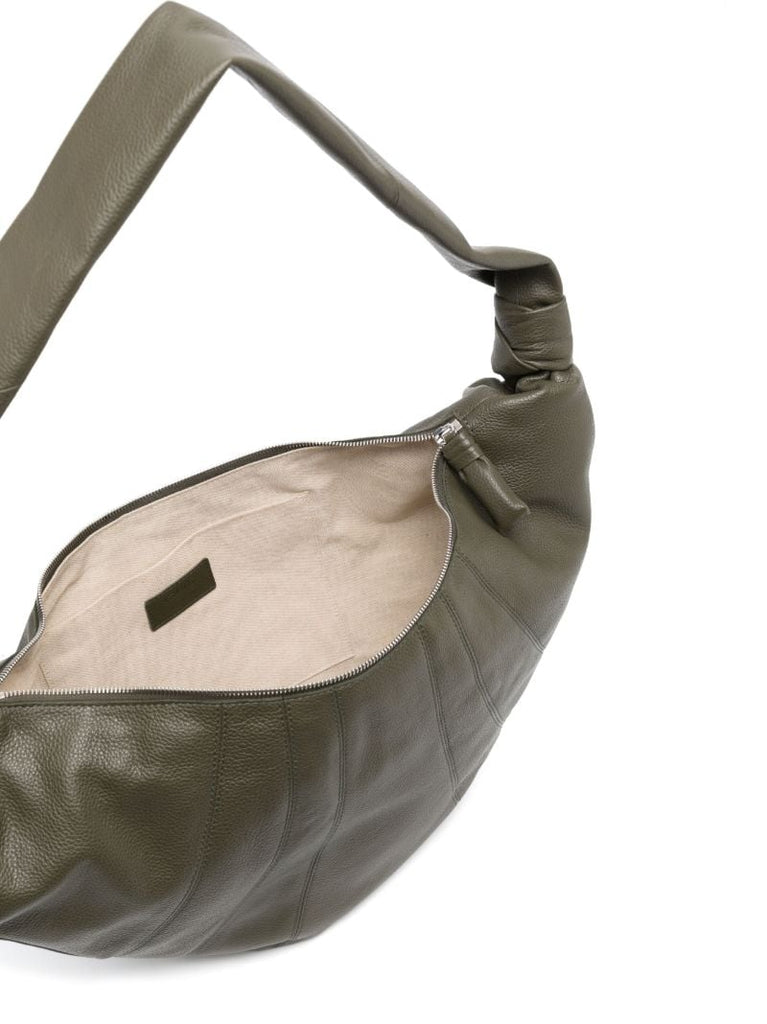 Green Large Croissant Leather Cross Body Bag