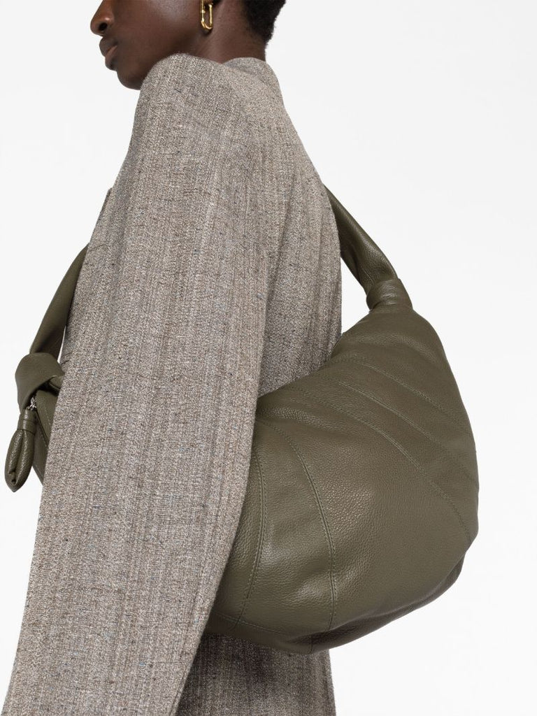 Green Large Croissant Leather Cross Body Bag