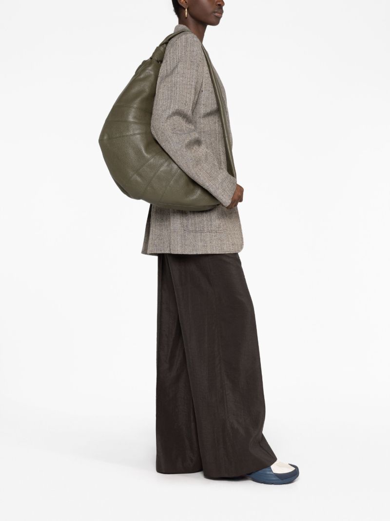 Green Large Croissant Leather Cross Body Bag