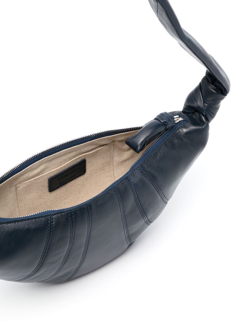 Blue Small Croissant Leather Cross Body Bag