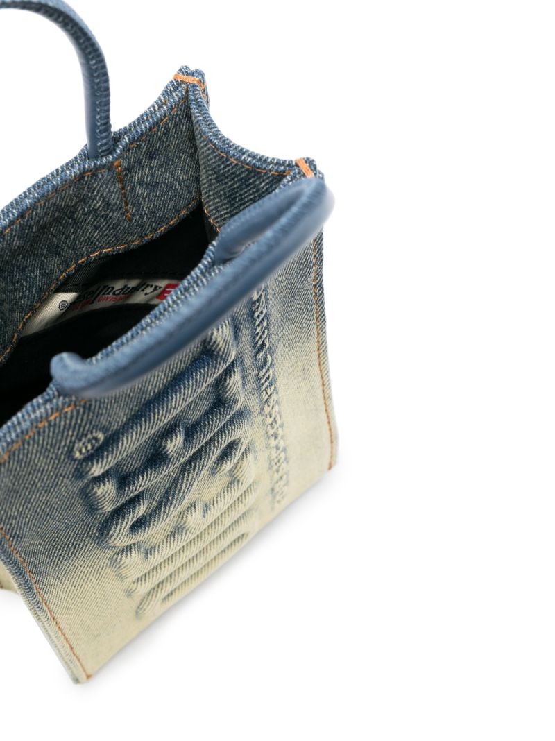 Blue Dsl Embossed Logo Denim Shopper Bag
